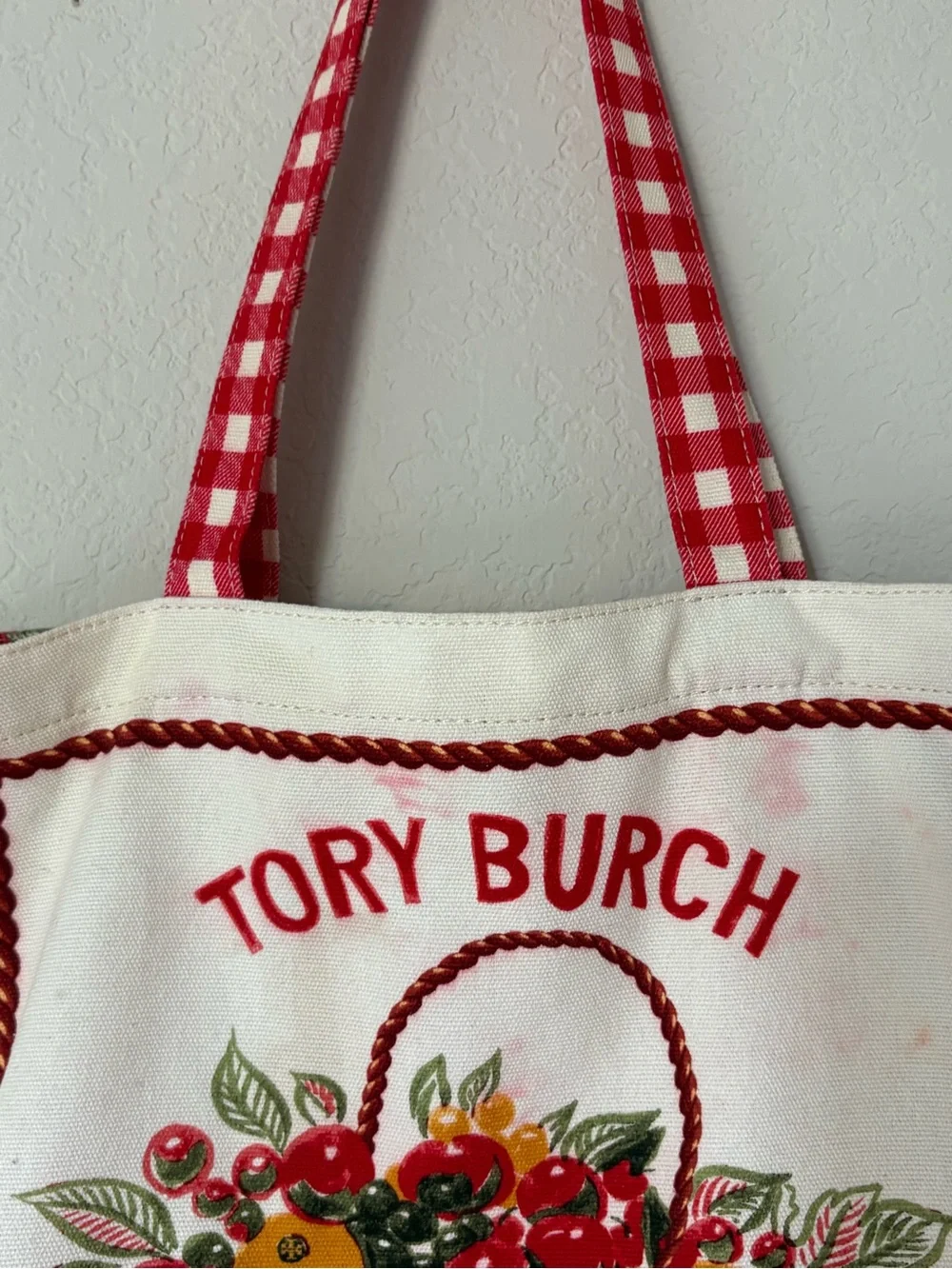 Tory Burch Fruits Du Marche Canvas Tote Bag Market Tote Cottagecore Fruit Print